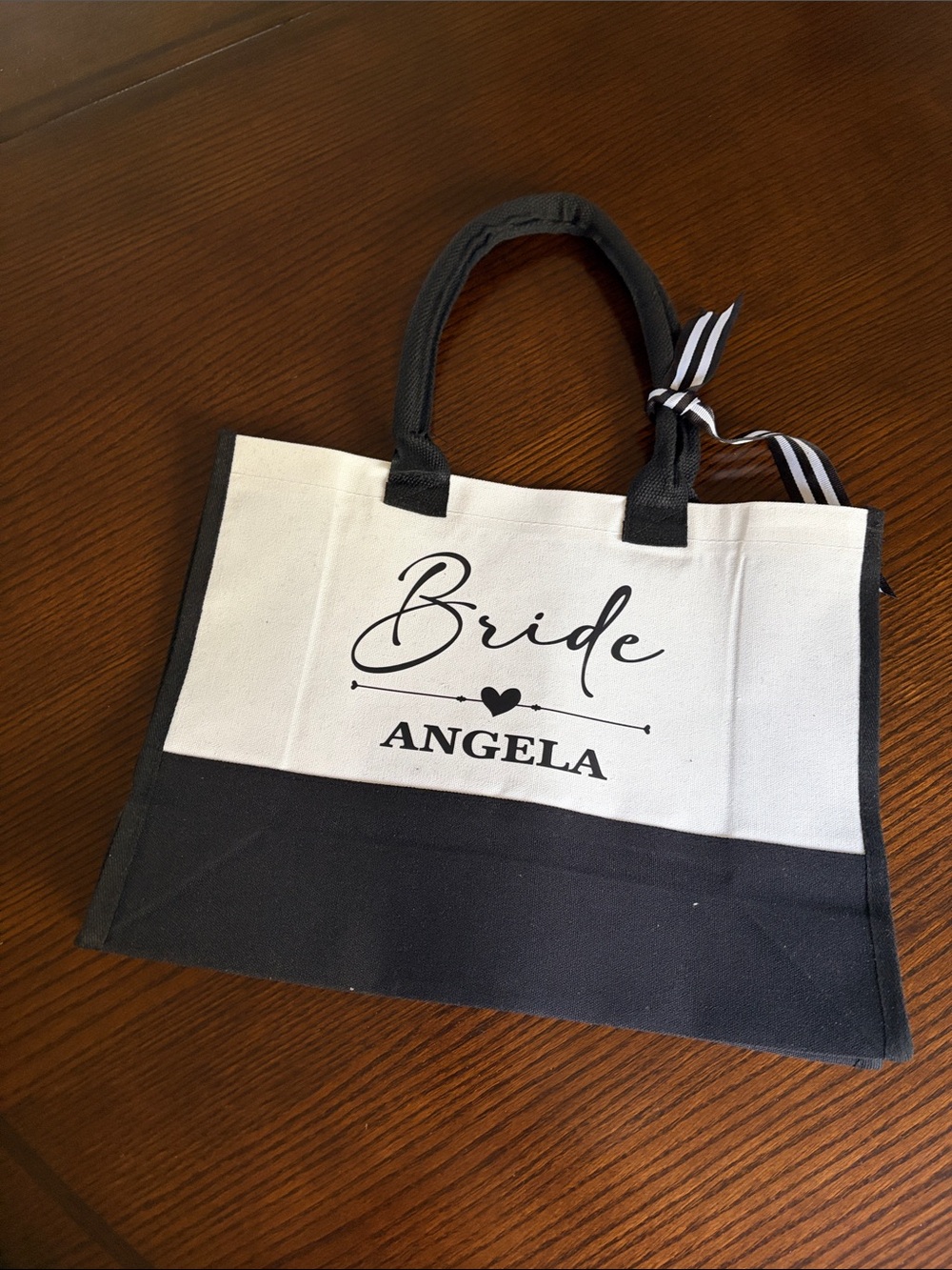 Bride Angela Tote Bag in Black and White